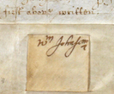 William Johnson signed his name on the real estate deal involving Shakespeare.